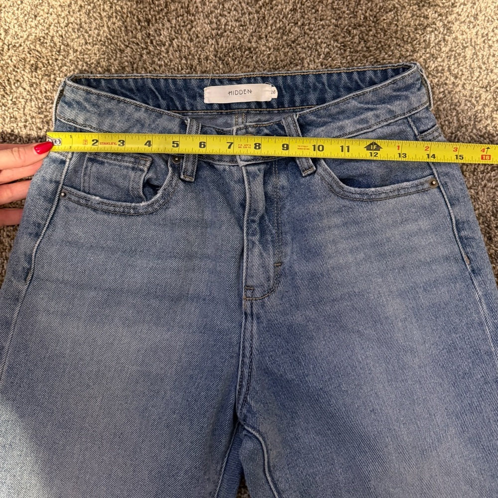 Hidden Lace Up Denim Straight Leg Jeans Size 26 - Picture 14 of 16